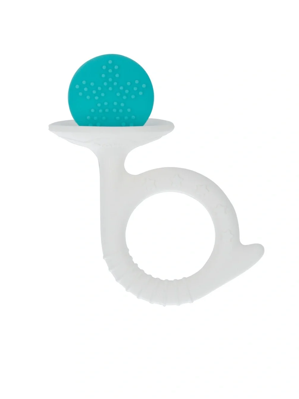 Nuby Silicone Fun Teethers — Chick & Tuba Teether Aqua & Peach *NEW*